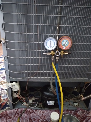 نشت یابی و شارژ گاز یخچال فریزر سوزان مدل SNRF22  در رشت