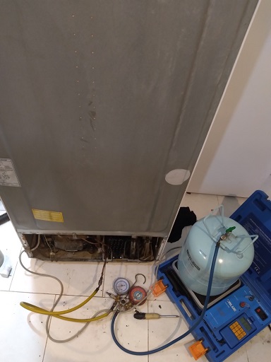 نشت یابی و شارژ گاز و رفع مشکل عدم سرمایش یخچال فریزر ال جی مدل KF8401BQ در رشت 09112305332 | تعمیر یخچال در رشت